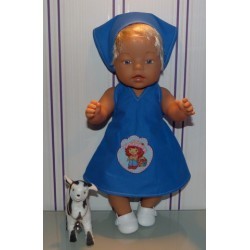 halterjurk blauw met strawberry shortcake baby born 43cm