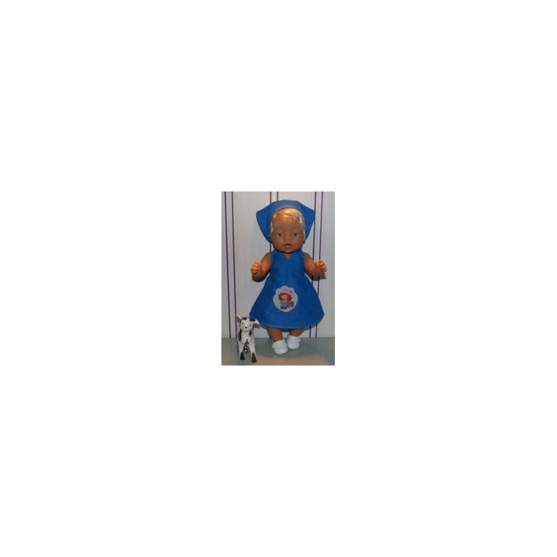 halterjurk blauw met strawberry shortcake baby born 43cm