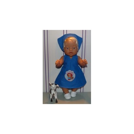 halterjurk blauw met strawberry shortcake baby born 43cm