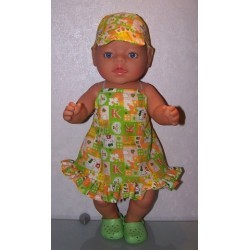 halterjurk hello kitty groen geblokt baby born 43cm