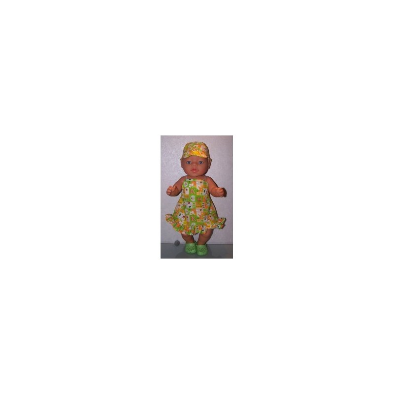 halterjurk hello kitty groen geblokt baby born 43cm