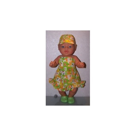 halterjurk hello kitty groen geblokt baby born 43cm