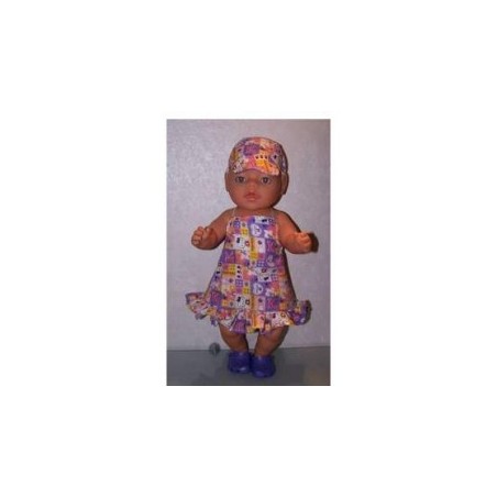 halterjurk hello kitty paars geblokt baby born 43cm