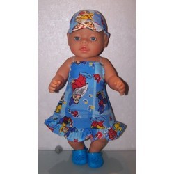 halterjurk 7 dwergen blauw  baby born 43cm