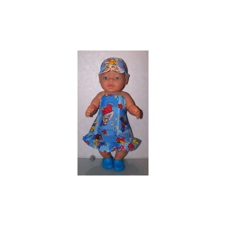 halterjurk 7 dwergen blauw  baby born 43cm