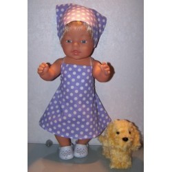 halterjurklila polka dots  baby born 43cm