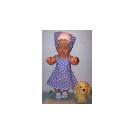 halterjurklila polka dots  baby born 43cm