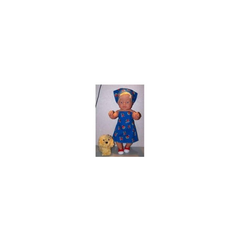 halterjurk blauw roosjes baby born 43cm
