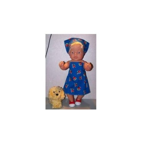 halterjurk blauw roosjes baby born 43cm