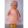 halterjurk roze met eendjes baby born 43cm
