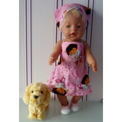 halterjurk dora roze baby born 43cm