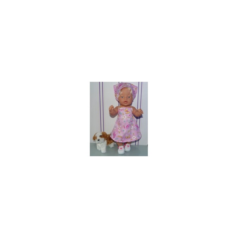 halterjurk roze vlinders baby born 43cm