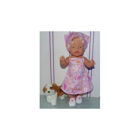 halterjurk roze vlinders baby born 43cm