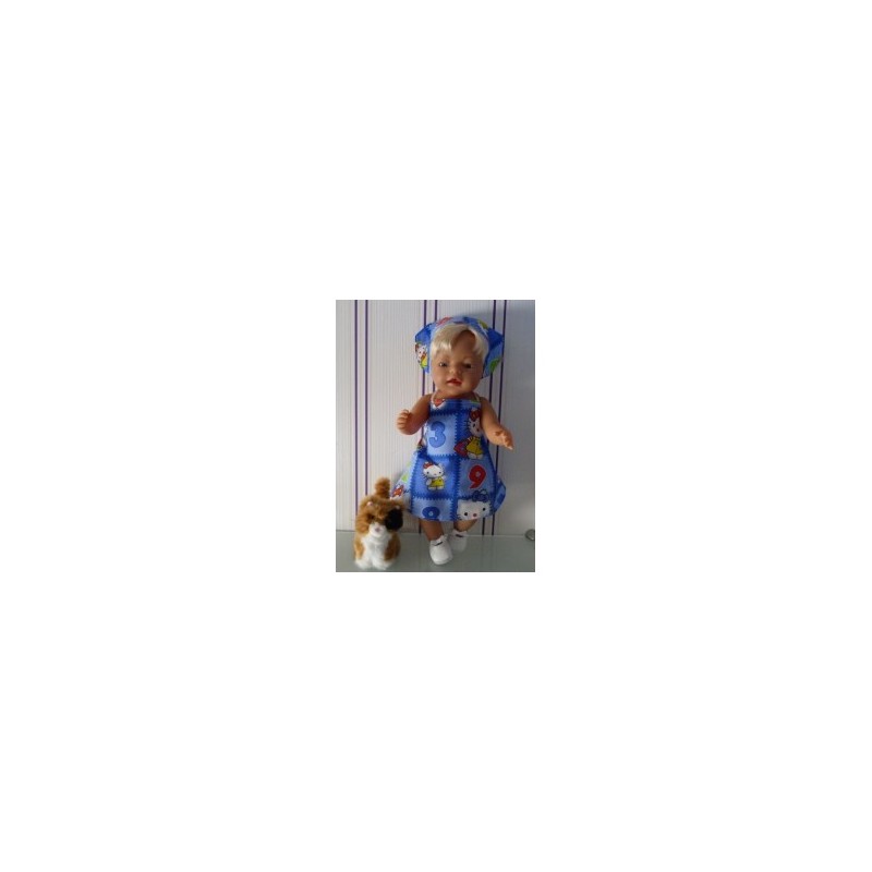 halterjurk hello kitty blauw cijfers baby born 43cm