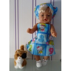 halterjurk hello kitty aqua blauw cijfers  baby born 43cm