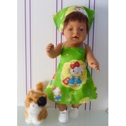 halterjurk hello kitty groen wolk baby born 43cm