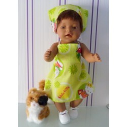 halterjurk hello kitty groen bloem baby born 43cm