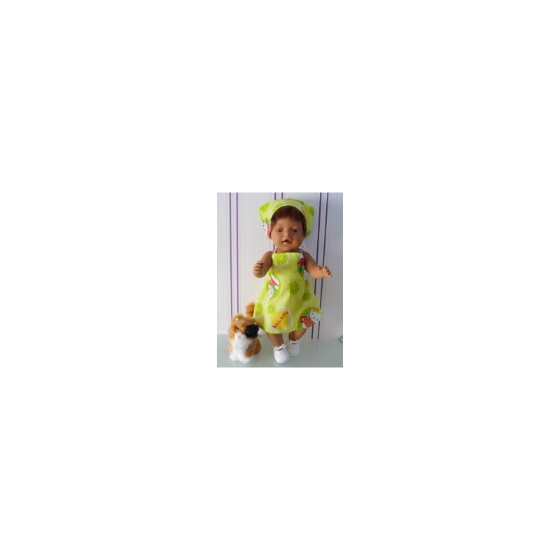 halterjurk hello kitty groen bloem baby born 43cm