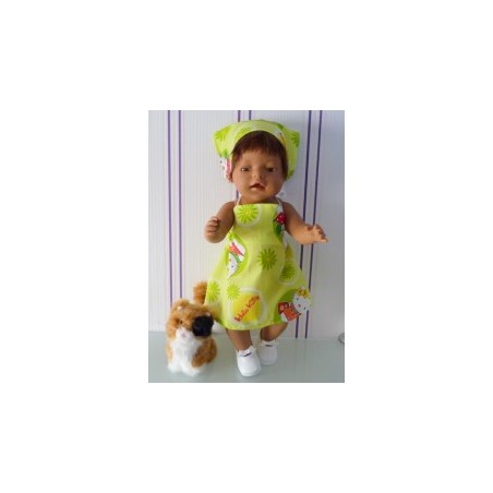 halterjurk hello kitty groen bloem baby born 43cm