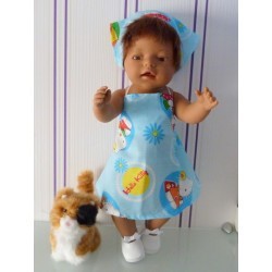 halterjurk hello kitty blauw bloem baby born 43cm