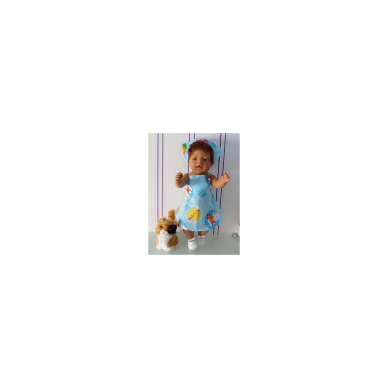 halterjurk hello kitty blauw bloem baby born 43cm