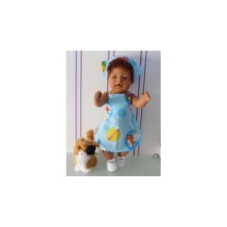 halterjurk hello kitty blauw bloem baby born 43cm