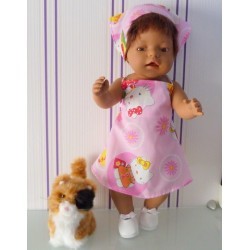 halterjurk hello kitty roze bloem baby born 43cm