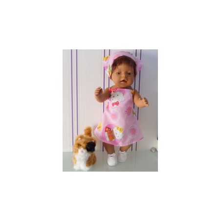 halterjurk hello kitty roze bloem baby born 43cm