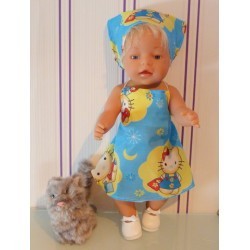 halterjurk hello kitty blauw wolk baby born 43cm