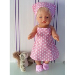 halterjurk roze polka dots baby born 43cm