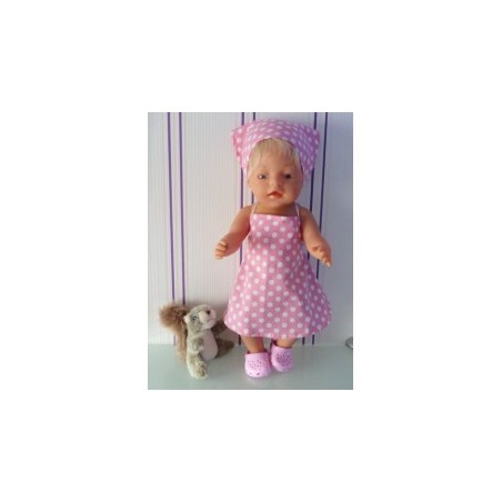 halterjurk roze polka dots baby born 43cm