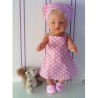 halterjurk roze polka dots baby born 43cm