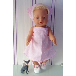 halterjurk roze met sterren baby born 43cm