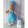 halterjurk aqua blauw polka dots baby born 43cm
