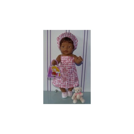 halterjurk roze rozadotje baby born 43cm