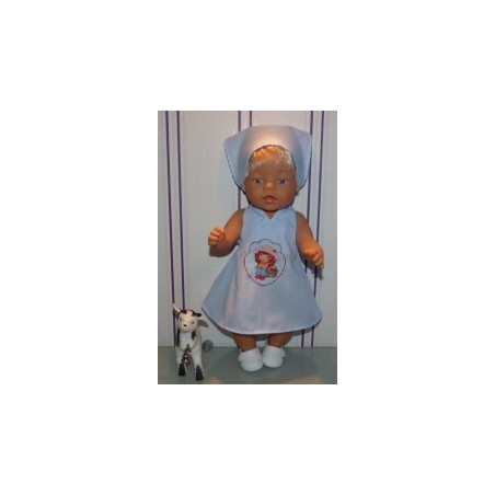 halterjurk licht blauw met strawberry shortcake baby born 43cm