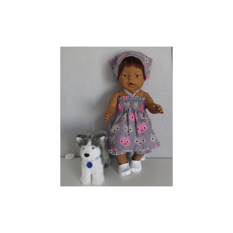 smokjurk setje grijs kat baby born 43cm
