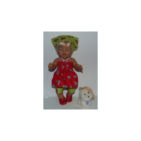 smokjurk setje rood hartjes baby born 43cm