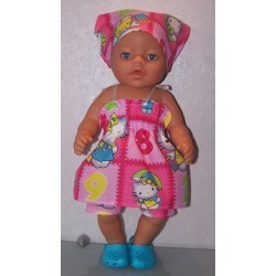 smokjurk setje hello kitty roze cijfers baby born 43cm