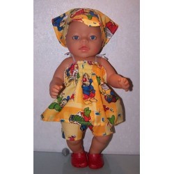 smokjurk setje geel 7 dwergen baby born 43cm