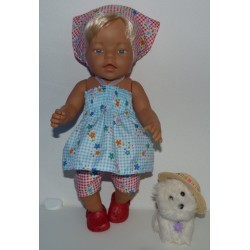 smokjurk setje blauw bloemen baby born 43cm
