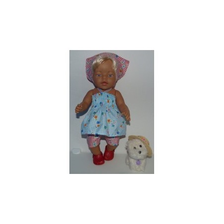 smokjurk setje blauw bloemen baby born 43cm