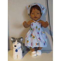 smokjurk setje blauw uilen baby born 43cm
