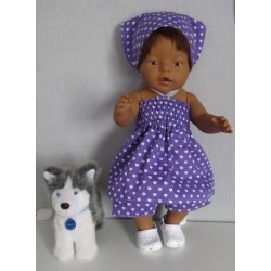 smokjurk setje paars met hartjes baby born 43cm