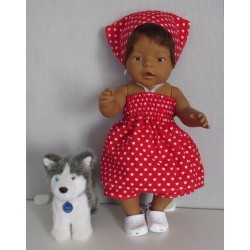 smokjurk setje rood met hartjes baby born 43cm