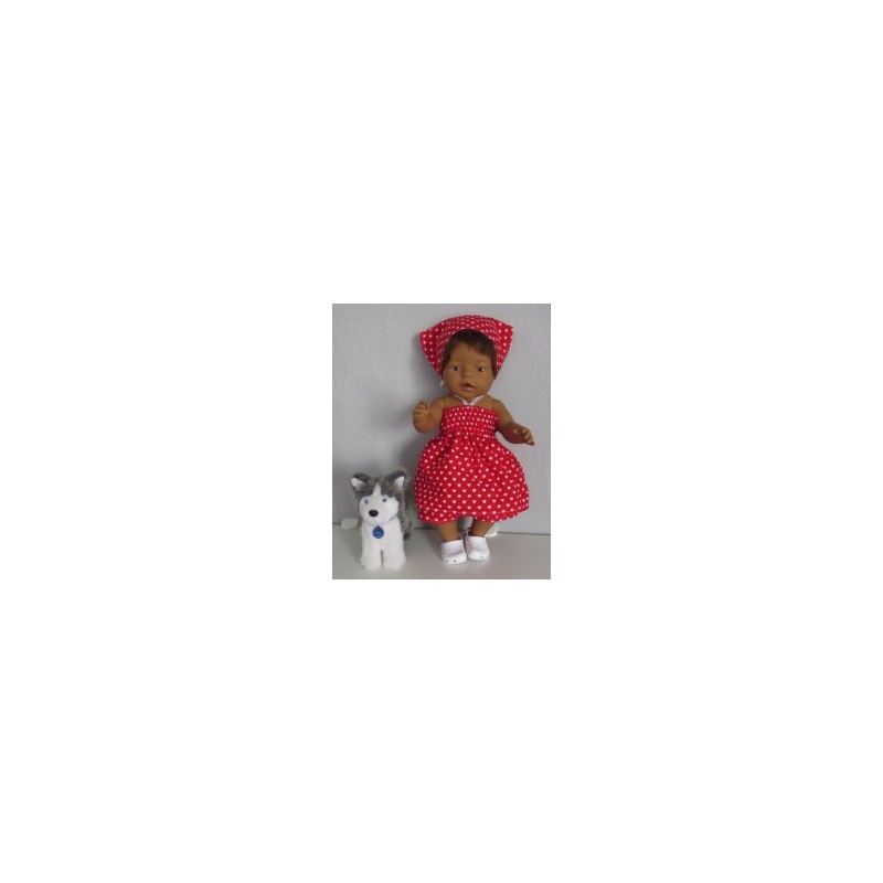 smokjurk setje rood met hartjes baby born 43cm