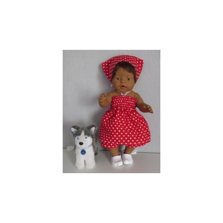 smokjurk setje rood met hartjes baby born 43cm