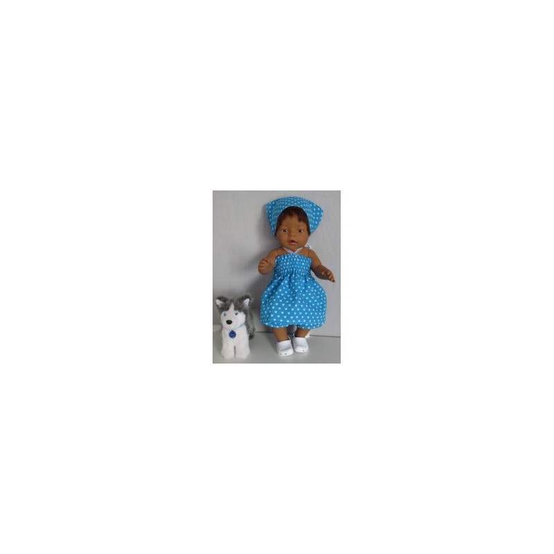 smokjurk setje blauw met hartjes baby born 43cm