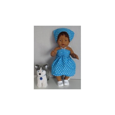 smokjurk setje blauw met hartjes baby born 43cm