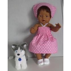 smokjurk setje roze met hartjes baby born 43cm